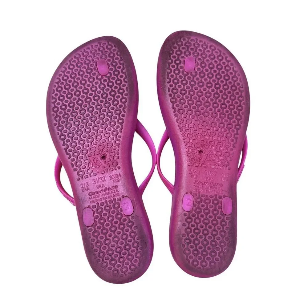 Ipanema Kids Girls Sz 2/3 Pink Flip Flops Heart Accent Sandals Slip On